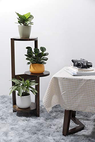 3 Tier Plant Stand, Mid Century Wood Plant Stand Tall 30Inch With Three Shelfs Holder Indoor And Outdoor (Pot & Plant Not Included) (Walnut) #TOP4