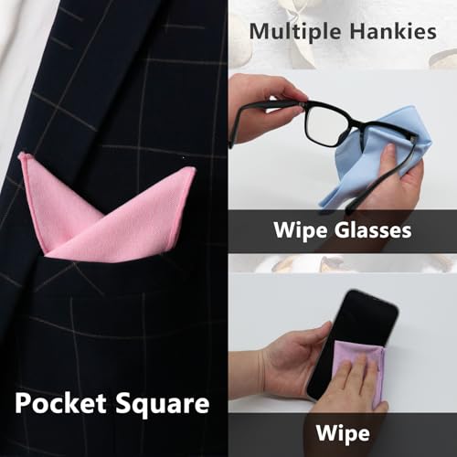 Image of Luckyvestir Pocket Squares for Men, 9 inch Cotton Linen Sage Handkerchiefs Men Women with Pocket Square Holder for Suits Business