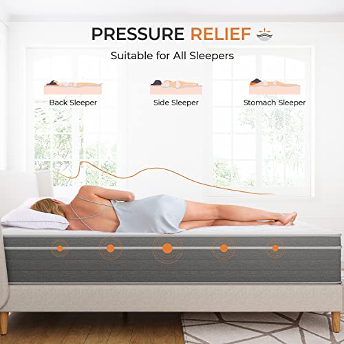 Sweetnight Queen Mattress, 12 Inch Memory Foam And Hybrid Innerspring Mattress For Motion Isolation And Cool Sleep, Mattress Queen, Grey, Island #TOP2