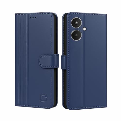 Image of AIBEX Shock Proof Flip Compatible for Redmi 13C 5G Flip Cover Leather Finish | Inside TPU with Card Pockets | Wallet Stand | Complete Protection Flip Case- Blue