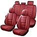 Isen-CoverAuto Full Coverage Faux Leather Car Seat Covers Full Set,Automotive Seat Covers for Cars,SUVs Pick-up Truck, Car Seat Cushion, Wine Red Seat Covers for 5 Seats