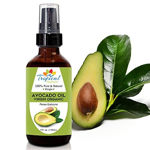 Tropical Holistic 100% Pure Avocado Oil 4 Oz - Unrefined Virgin Cold Pressed Carrier Oil For Hair Diy, Face, Skin, Nails And Body #TOP2