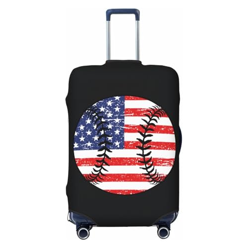 Baseball Us Flag Travel Luggage Cover Suitcase Protector Bag,Anti-Scratch Fits 18-32 Inch Luggage,Suitcase Sleeve For Kid And Adult,Small