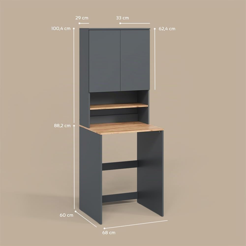 Livinity Mobile lavatrice Paolina, Antracite/Rovere dorato, 68 x 88.2 cm