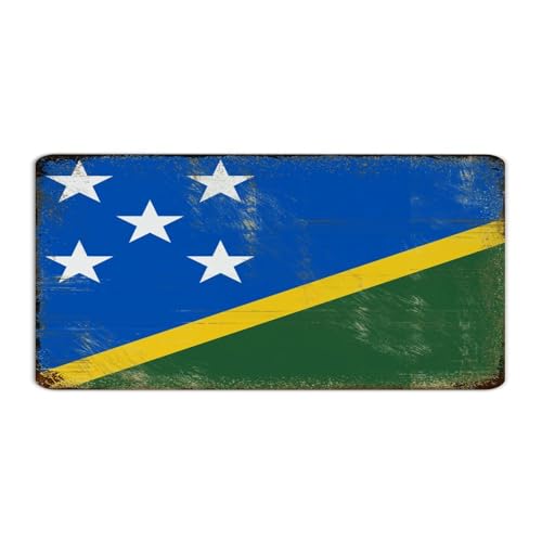 Plaque en métal rétro Îles Salomon Décoration murale Plaque en métal pour maison, extérieur, salon, carte d'État, drapeau, affiche d'art cadeau pour porte 15,2 x 30,5 cm