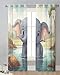Sheer Curtains 42x84 inch Length for Living Room, Cute Cartoon Little Elephant in Lake Window Treatments Curtains Light Filtering Drapes Grommet Semi Sheer Curtains for Bedroom Kitchen Decor,2 Panels