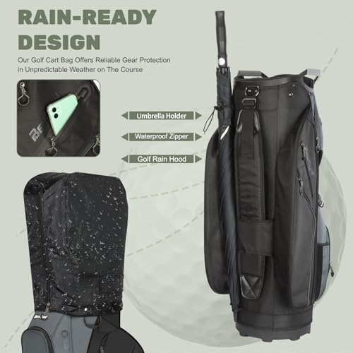 Beutyal Cart Golf Bag 15 Way Golf Cart Bag Full Length Organizer Divider Top Golf Club Bag with Cooler, Rain Cover for Men Women