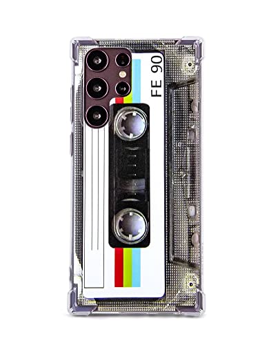 FAteamll Case for Galaxy S22 Ultra Shockproof Scratchproof with TPU Soft Bumper Retro Cassette Tape Case Compatible with Samsung Galaxy S22 Ultra