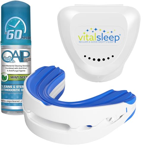VitalSleep Stop Snoring Device + Cleaning Solution, Adjustable Jaw Positioning, FDA-Cleared Snoring Remedy, Personalized Teeth Impressions, Made in The USA, Forms to Your Teeth (Men's Size)