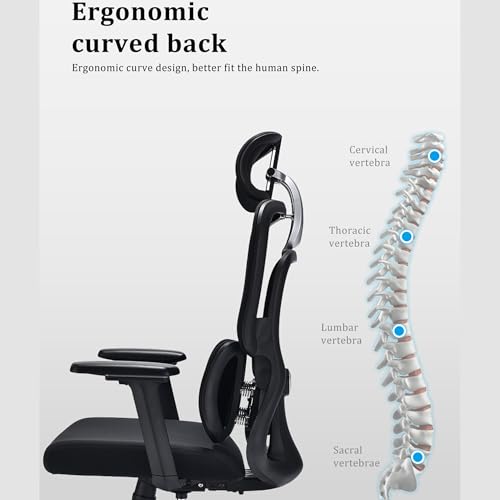 Image of MRC Seltos Cushion Ergonomic High Back Mesh Office Computer Chair with Height Adjustable Orthopedic Spring Lumbar Support,4D Armrests,Multi Lock Mechanism,Seat Sliding (Black)