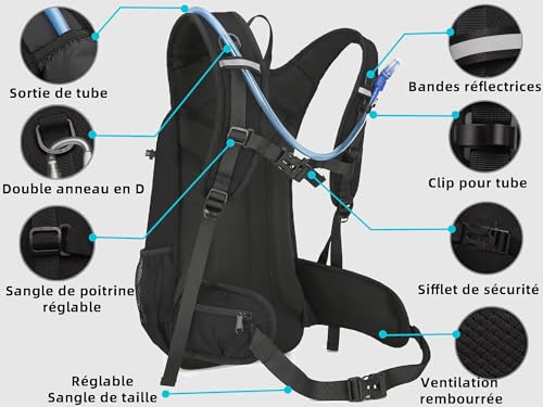 Sac à dos d'hydratation isotherme anti-ballottement pour vélo et ski - 4