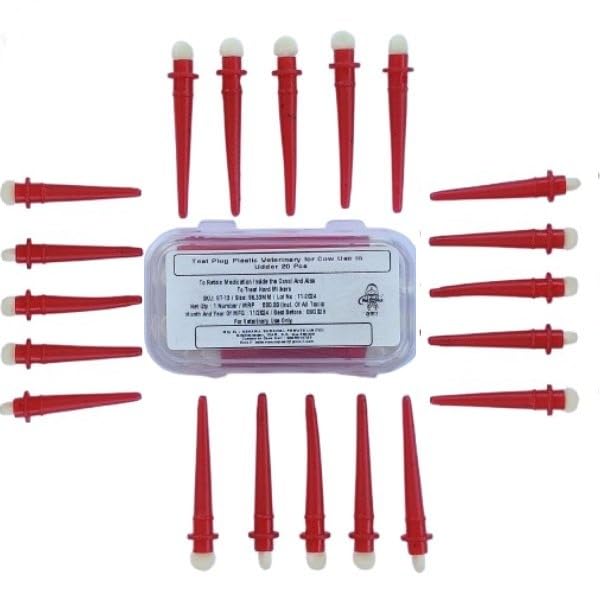 Kshama Teat Plug Plastic for Cow Udder | Non-Toxic PVC | Veterinary Use Retains Medication in Udder Canal Care Tool (Pack of 20 Pcs)
