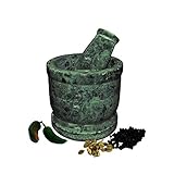 Leather And Stitches Set Of Indian Green Marble Mortar And Pestle Perfect For Crush Grind Mash Herbs And Spices Ayurveda Kitchen