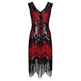 roxy skijacke Reißverschluss zur Seite Ro Rox Gloria Great Gatsby Party 1920er Jahre Kleid - Rot (L - 40)