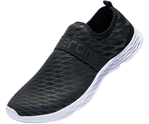 Zapatos de Agua para Hombre Zapatos Descalzos de Secado rápido Antideslizantes para Aqua Beach Surf Natación Canotaje Pesca Caminar Ligero Sandalias Deportivas de Verano 39-50 (Negro/Blanco, 50)