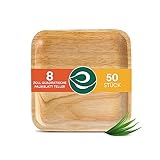 einweggeschirr bio dm GLATTE TEXTUR: Nachhaltige Palmblattteller mit schönen, detaillierten Designs aus natürlich gefallenen Palmblättern mit einer glatt strukturierten Essfläche