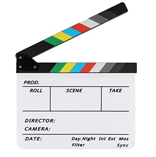 Disnace - Disnace Clapperboard Blanc 30 x 24.5cm, Clap de Film de Réalisateur, Clap Cinema Professionnel, Film Clapper Board, Clap en Acrylique, Flap Scène pour Films, Séries TV, Publicitaires, Studio
