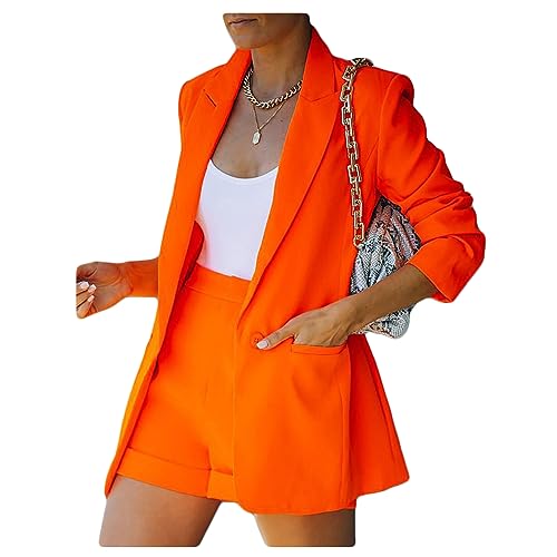 Letuwj Women's Top Shorts Suit Two Piece Set Casual Cardigan