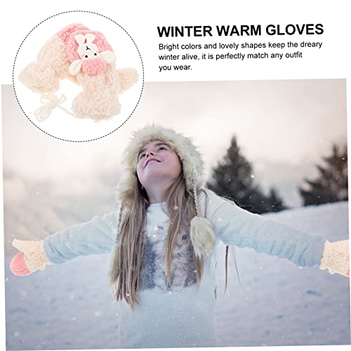 NOLITOY Warm Gloves for Women Girls Thicken Mittens Cute Cartoon Mittens Winter Gloves Plush2
