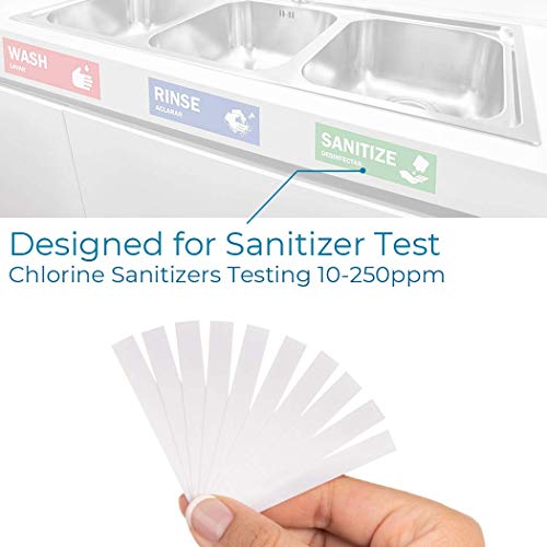 [150 Strips] Restaurant Chlorine Test Paper, 10-250 ppm (Value Pack) Instant Result in 1 Second (150) - Thumbnail 2