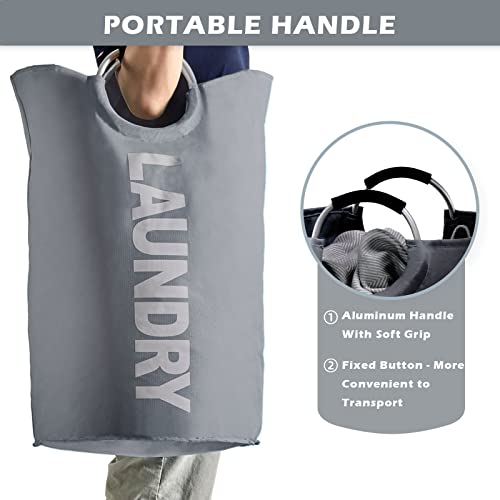 82L Large Laundry Hampers With Handles, Collapsible Tall Clothes Baskets, Washing Bag For Bathroom, Bedrooms, College Dorm (Grey, 2 Pack) #TOP6