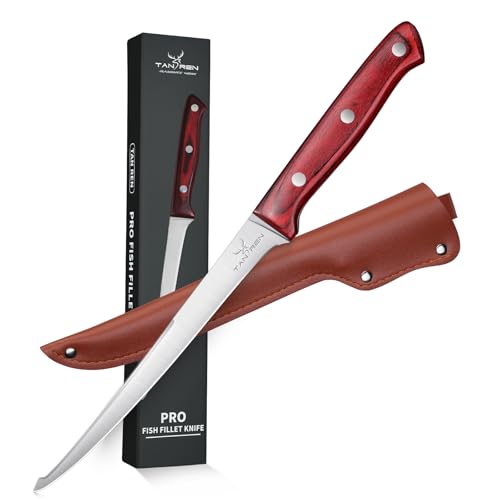 TAN REN Coltello per Sfilettare Pesce, 19.0 CM Coltello da Disosso Professionale in Acciaio Inossidabile, Bordo Disossare Pesce e Carne, Coltelli da Cucina Professionali e Domestica,Ristoranti