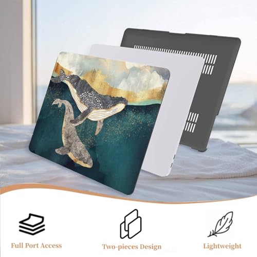 Étui MacBook Pro 14 motif baleines pour emporter votre ordinateur portable M3 A2992 au café - 4