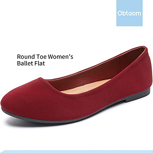 Image of Obtaom Round Toe Women Flat Shoes Slip on Girls Dress Black Ballet Flats