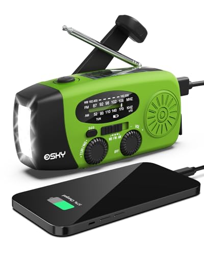 Esky Emergency Hand Crank Radio with 3 LED Flashlight, AM/FM/NOAA Portable Weather Radio with...
