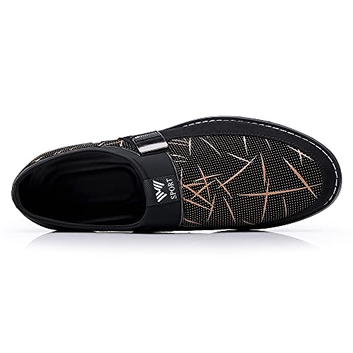 Men's Slip-On Fashion Geometric Pattern, Black and Blue, Casual Comfort Shoes3