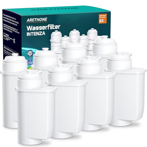 ARETHONE Wasserfilter für Siemens EQ Series EQ3 EQ5 EQ6 EQ7 EQ9 EQ500 S700 Wasserfilter Kaffeevollautomat für Bosch TCZ7003 TCZ7033 für Brita Intenza 575491 Neff C77V60 Series (8 Stück)