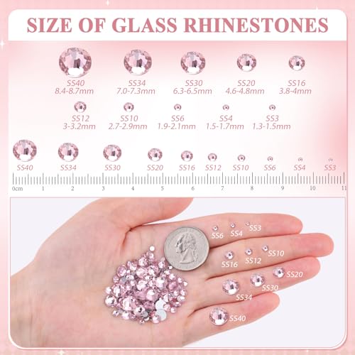 Image of 2000PCS SS16 /4mm Crystal Glass Rhinestones for Bedazzling (Light Pink) | Flatback Rhinestones for Crafting DIY Nail Art Makeup Decoration, Gems Diomand Charms for Tumbler Shoes Clothing Mug