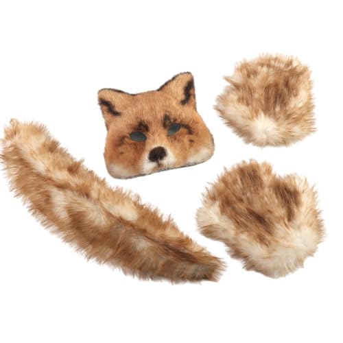 Accessoires costume renard gants demi-queue cosplay Halloween déguisement renard adulte