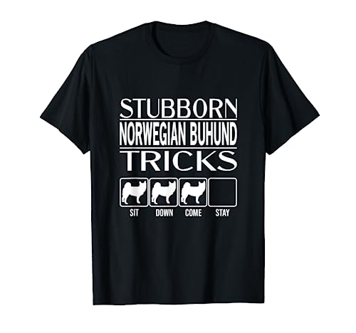 Stubborn Dog Tricks, funny dog gift, Funny Norwegian Buhund Men Women Kids T-Shirt