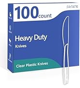 SACATR 100 Count Heavy Duty Plastic Knives Disposable, BPA-Free Clear Plastic Knives，Suitable for...