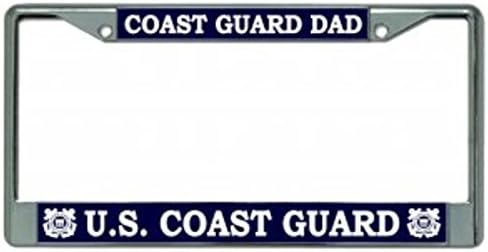 Coast Guard Dad Chrome License Plate Frame Free Screw Caps with This Frame