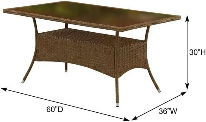 Brown Wicker Outdoor-Furniture Table with Weatherproof Surface, Durable Construction, Ideal for Patio, Garden, Bistro Settings