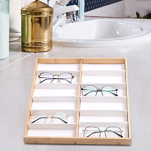 Bandeja para suporte de óculos - Caixa de Óculos de Sol com 12 Compartimentos Bandeja de Madeira | C