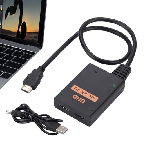 Splitter Hub - Divisor 1 en 2 salidas, divisores para Full HDTV Stick, adaptador para PC, portátil, proyector HDTV, proyectores soportan dos televisores al mismo tiempo
