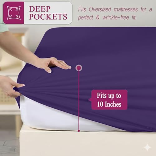Image of Trance Cotton Feel Terry Ultra Soft Waterproof Mattress Protector Twin Bed Size | Breathable - Hypoallergenic Bed Cover (78x48 inch | 6.5x4 feet, Plum - Pack of 1)