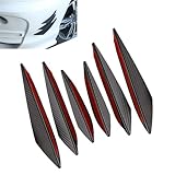6 PCS Car Spoiler Canards Kit, Smooth Linear PVC Crescent Wind Blade Front Bumper Side Skirt Spoiler Decorative and Protective Sticker, DIY Tuning Accessory for Most Cars (Carbon Fiber Black)