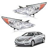 Silscvtt Headlights Assembly with Amber Corner Replacement for Sonata 2011-2014 Headlamps Driver and Passenger Side