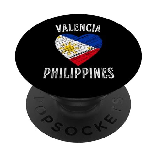 Philippines Flag Heart Valencia City PopSockets PopGrip Adhesivo