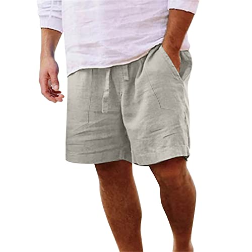 Pantalones Cortos Hombre Lino Verano Trabajo Running Shorts Tallas Grandes Suelto Vestir Colores Sólidos Montaña Ropa Hombre