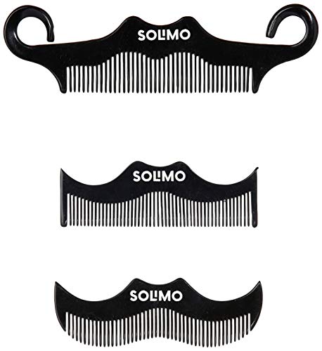 Amazon Brand - Solimo Handmade Black Set of 3 Pocket Combs: 1 Moustache-Shaped, 1 Curved Moustache-Shaped, 1 Moustache… - Image 5