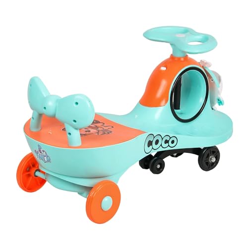 Image of KURB Ride On Swing Car for Kids 1-5 Years| Magic Car with Light & Music | Twister Car with Back Support | with Storage Basket| Comfortable & Durable Seat (Blue)