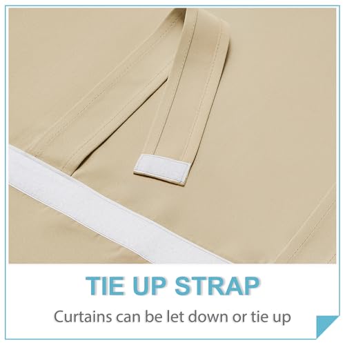 Image of RYB HOME French Door Curtains 84 inches Long - Privacy Blackout Window Curtains Tie up Blind for Patio Sliding Glass Door Living Room Bedroom, W 34 x L 84 inch, Beige, 1 Panel