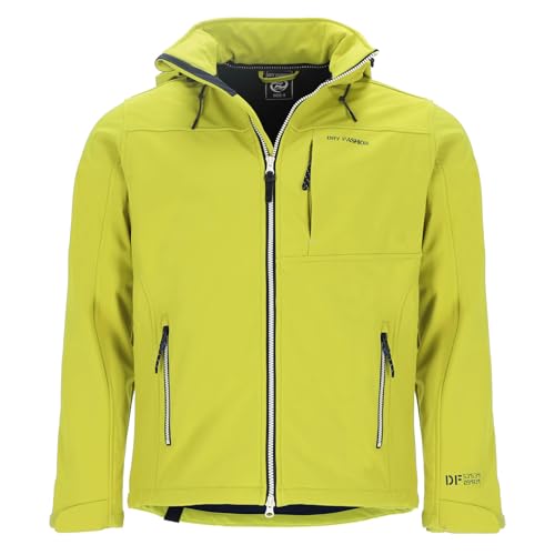 Dry Fashion Herren Softshelljacke Amrum mit Fleece-Innenfutter - Atmungsaktive Jacke mit abnehmbarer Kapuze in Apfelgrün Größe 6XL