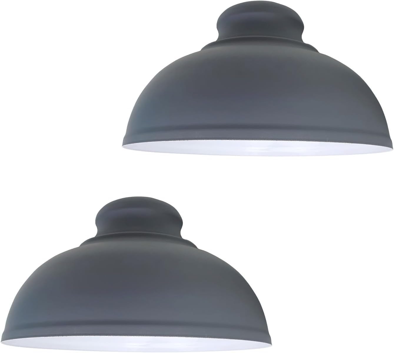 LEDSone 2 Pack Retro Ceiling Light Easy Fit-Pendant Metal-29cm Curvy lampshade-Modern Industrial Vintage Look Lamp Shade for Living Room (Grey - 2 Pack) — image 1