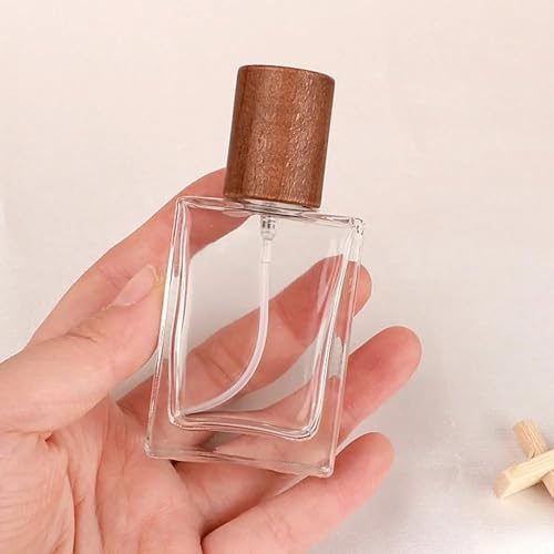 30/50ml Perfume Bottle Glass Refillable Perfume Atomizer Bottle with Beech Lid Large Capacity Cosmetic Container Travel (Coffee-30ml)4